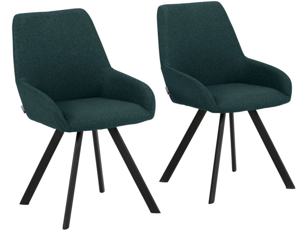Danish Style Jedálenská stolička Salem (SADA 2 ks), tkanina, tmavo zelená